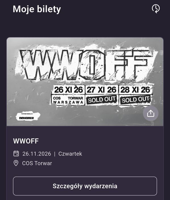 2 bilety WWOFF 26.11.26 CZW (płyta)