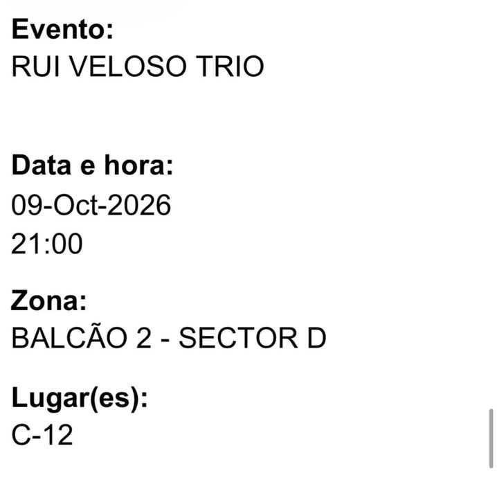 2 Bilhetes Rui Veloso 09/10