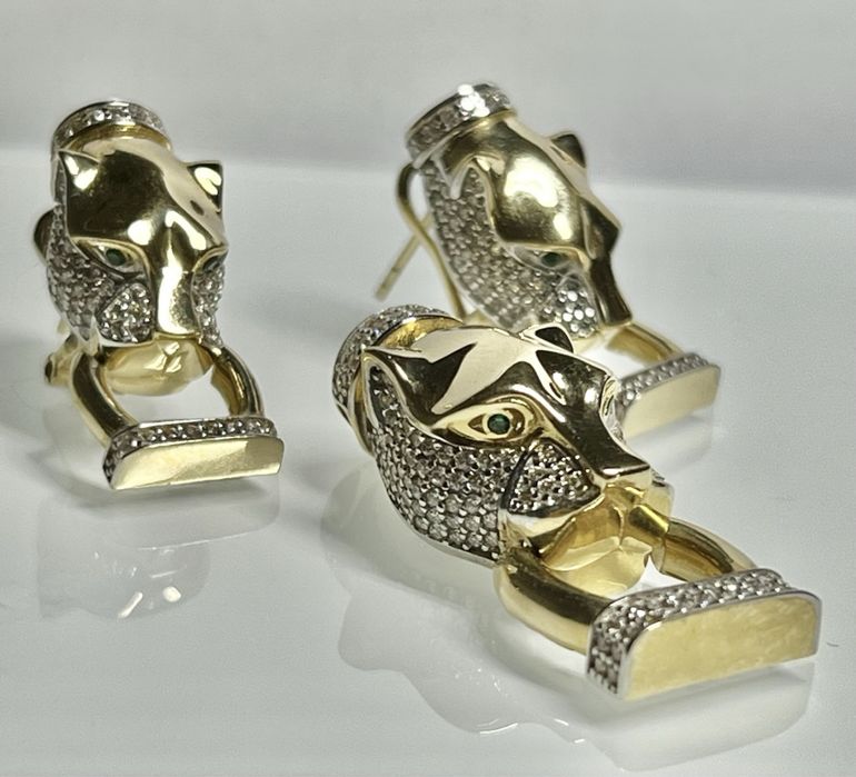 Złote kolczyki próba 14K 585 styl Cartier Nowe