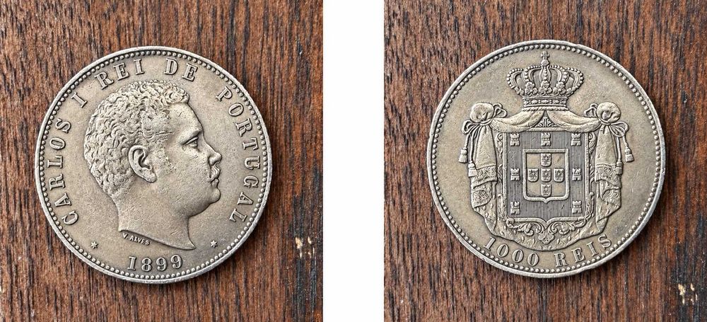 Moeda portuguesa 1000 réis 1899 — D. Carlos I — prata