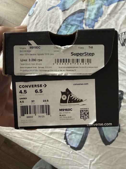Оригінальні кеди Converse, чорного кольору, розмір 37.