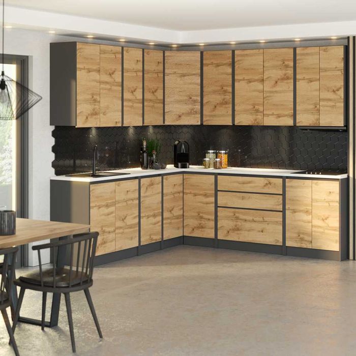 Kuchnie Skandynawska Bella 4.4m Nowoczesny Zestaw Z Blatem Modułowy