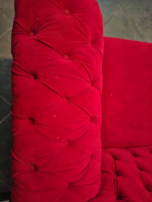Sofa typu glamour, duża, czerwona