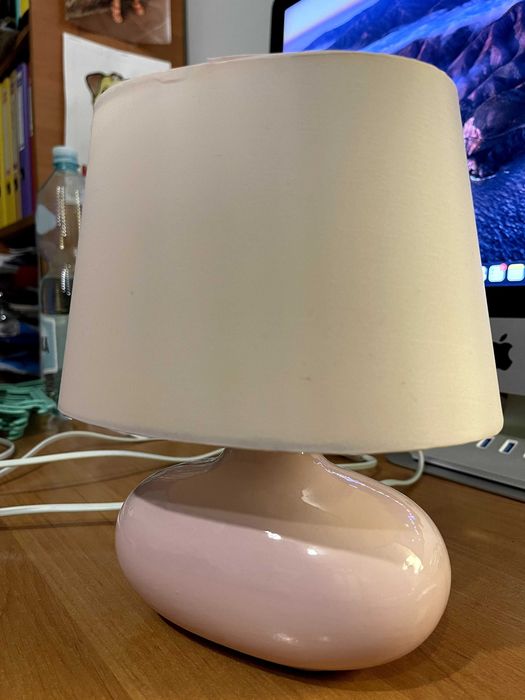 Lampka stołowa - rzemieślnicza - piękna - różowa - ceramiczna !