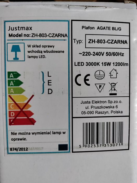 Oprawa natynkowa spot LED 15W AGATE ZH-803-CZARNA
