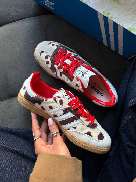 Жіночі кросівки Adidas Samba OG Cow Print Beige/Black вдідас самба