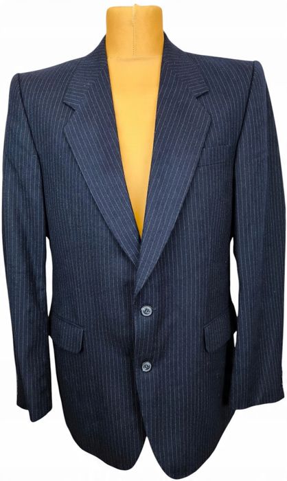 Wełniana marynarka w paski retro vintage look granatowa 25