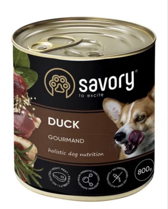 Вологий корм для дорослих собак Savory, з качкою, 800 г