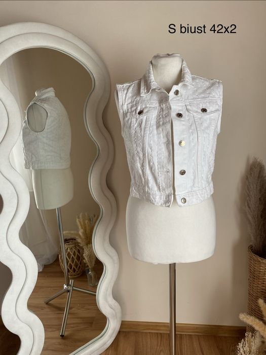 Jeansowa biala kamizelka
