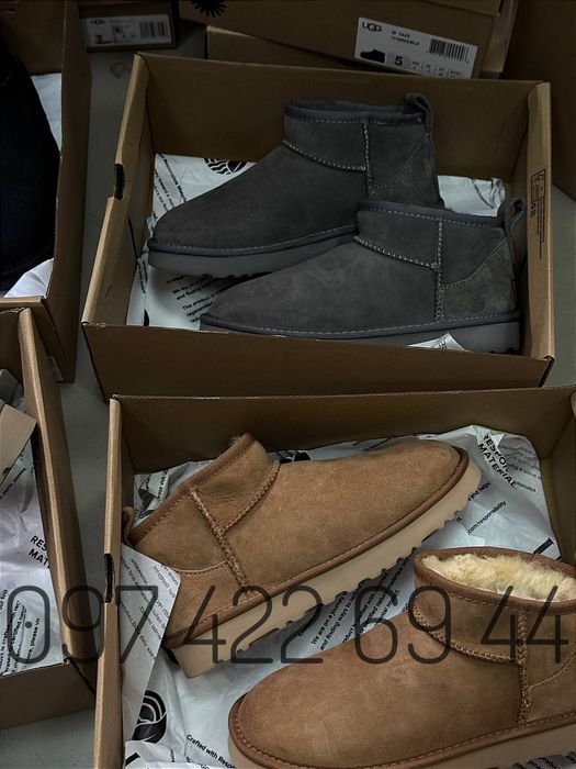 Ugg Уггі  Classic Ultra Mini Grey Жіночі Ugg Замш/Овчина Уггі Ugg Угги