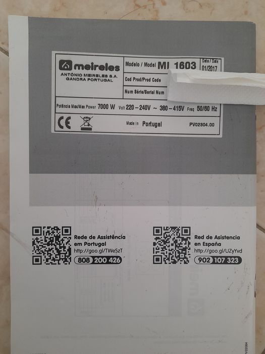 Placa de Indução 3 bocas 7000W 60x60cm Meireles (funcional,danificada)