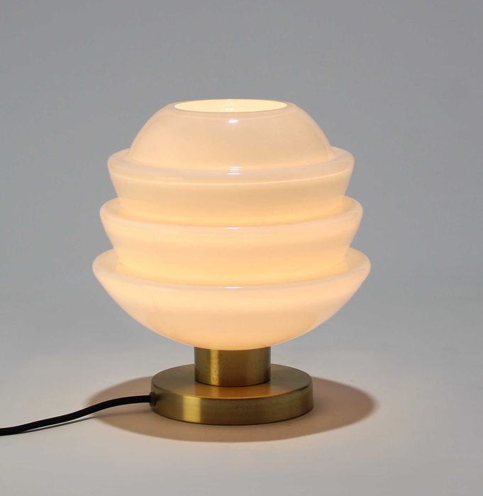 Candeeiro de mesa em Vidro e base em metal | Branco | Única!