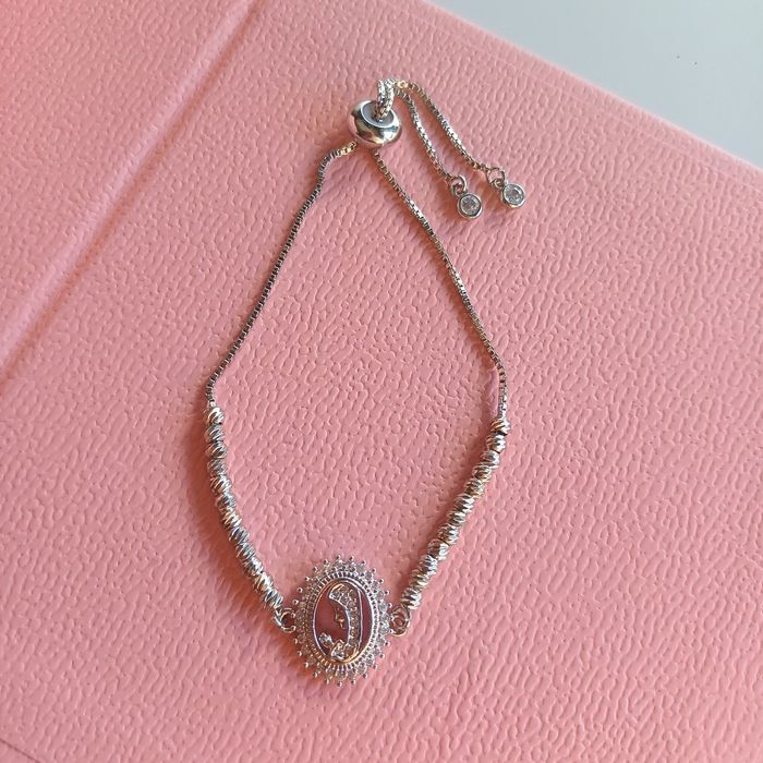 Pulseira Delicada Virgem Santa Maria com zircónia Swarovski  Banhada a Prata no Aço Inoxidável Antialérgico
