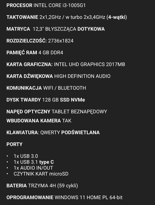 Microsoft Surface  Pro 7 1866 i3 10th