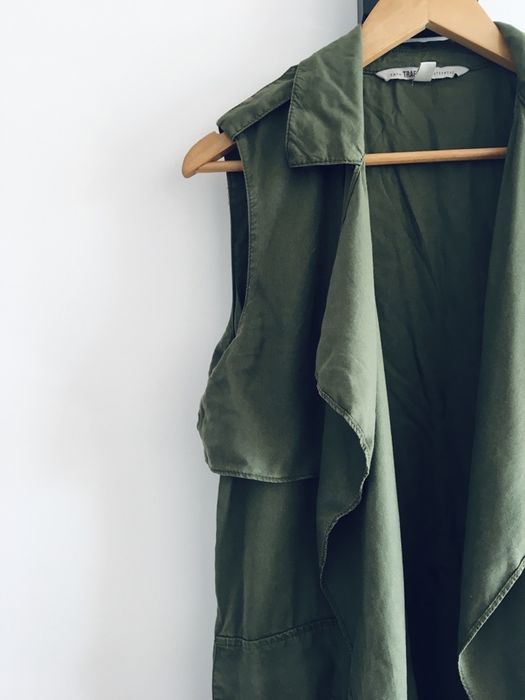 Kamizelka khaki luźna oversize waterfall zara nowa