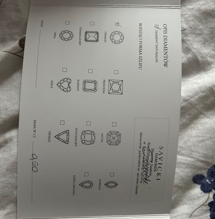 Pierścionek zaręczynowy z diamentem rozmiar 12