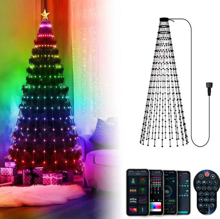 Гирлянда для елки управление через смартфон 10 линий светодиодное