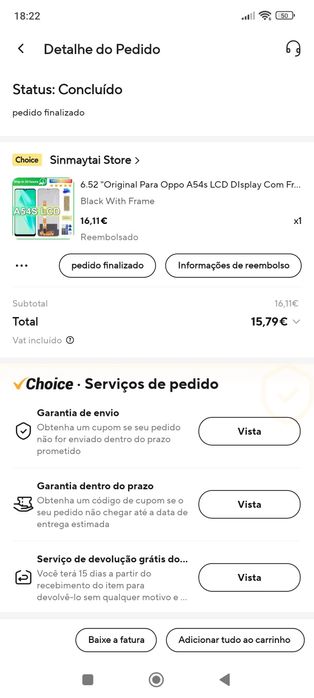 New OPPO A54S Screen Service Pack64552060129793122