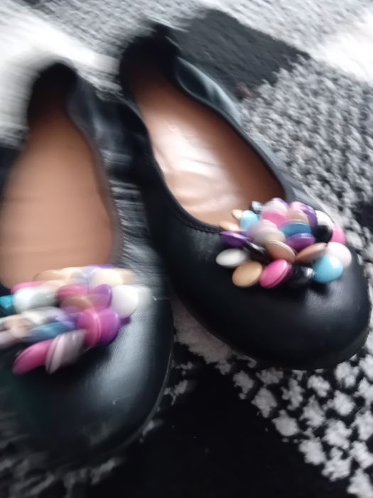 Baleriny czarne zdobione