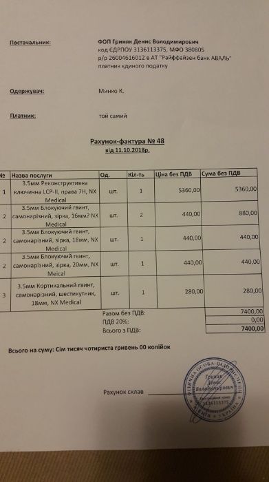 Титанова пластина для ключиці