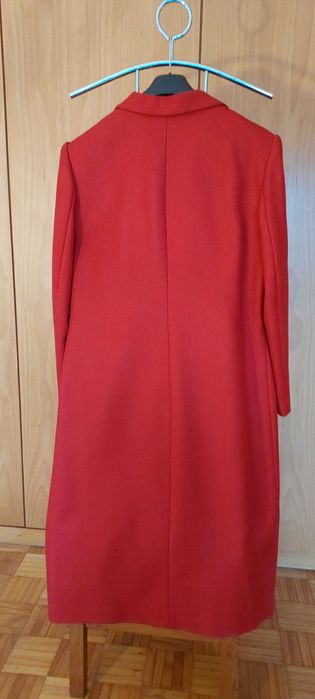 Casaco comprido de lâ vermelho