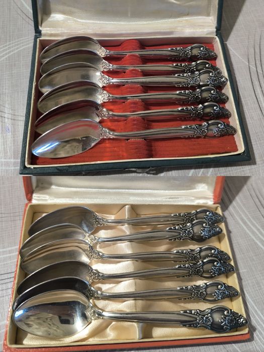 Ложки чайні вінтажні мельхіор набор " Троянда" в подарунковій коробці