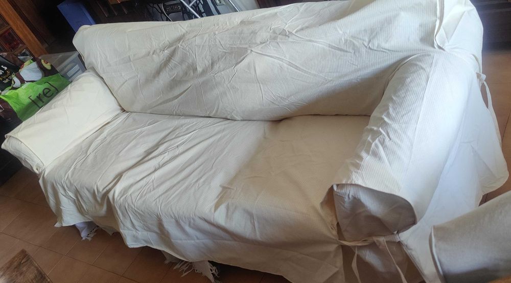 PROMOÇÃO: Capa para sofá 3 lugares (nova) cor pano crú