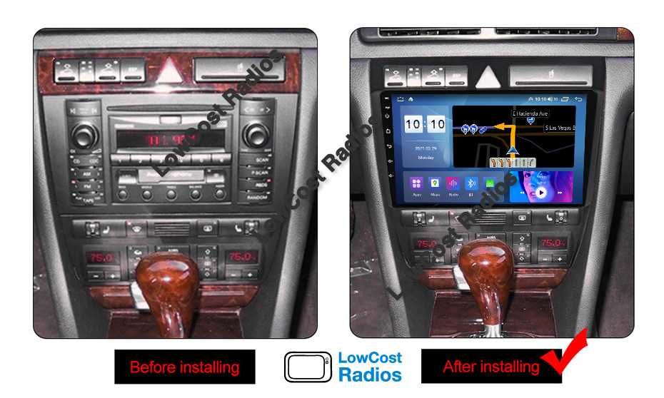 Auto Rádio ANDROID 9" - AUDI A6 (1997 a 2005) | 9'' GPS BT USB APPS WIFI | CARPLAY • ANDROID AUTO