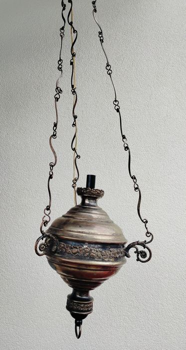 Stara lampa koscielna platerowana zabytkowa