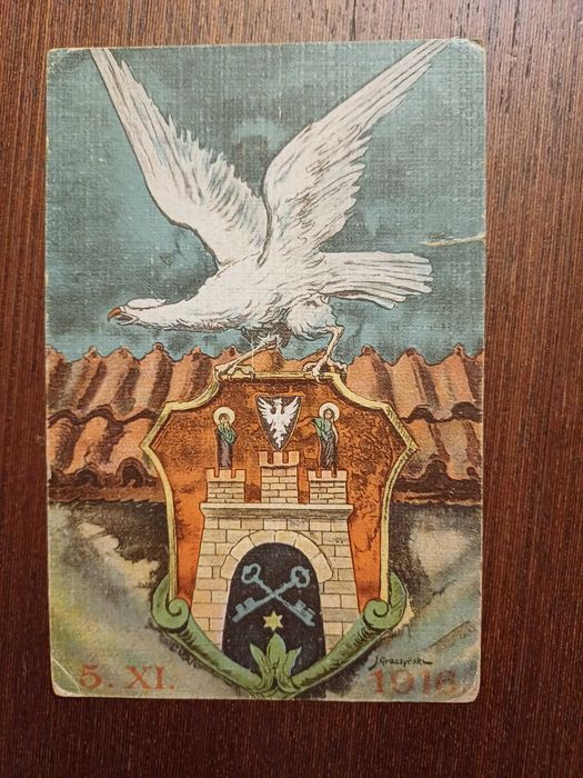 Pocztówka patriotyczna -Orzeł biały- 1916 rok- oryginał