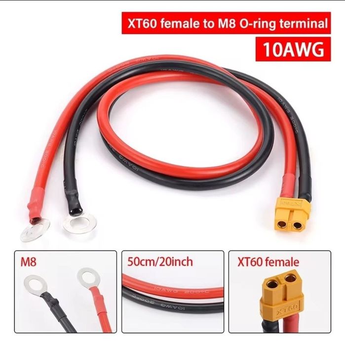 Кабель TX60  10AWG з M6 для підключення АКБ та зарядної станції