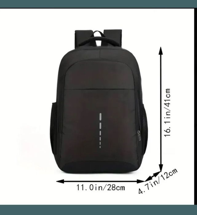 Plecak unisex czarny do pracy, szkoły i podróży.