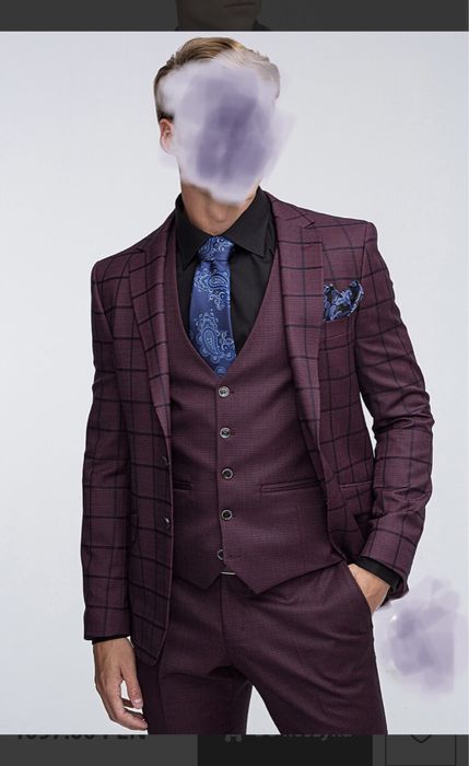 Garnitur Giacomo Conti „Leonardo” bordowy w kratę 176/108/90