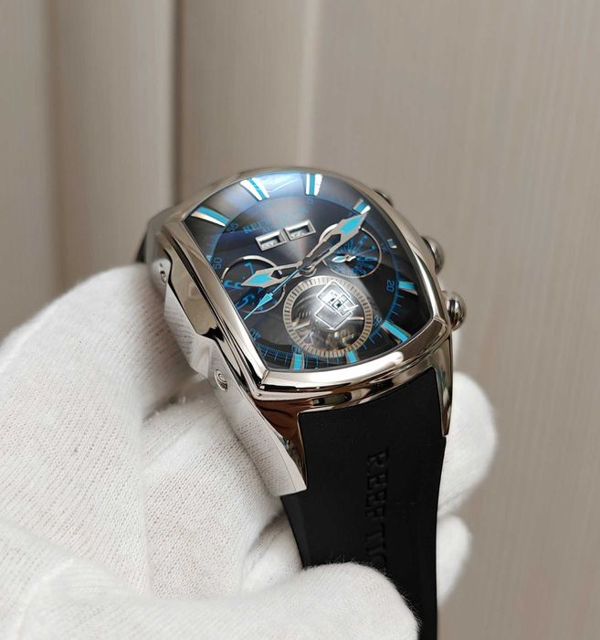 Чоловічий годинник Reef Tiger RGA703 Black Bubble Automatic Skeleton