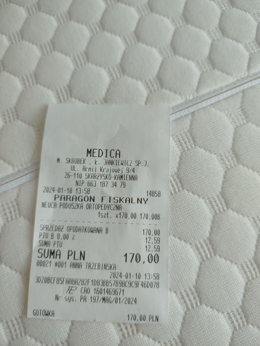 Poduszka ortopedyczna nowa