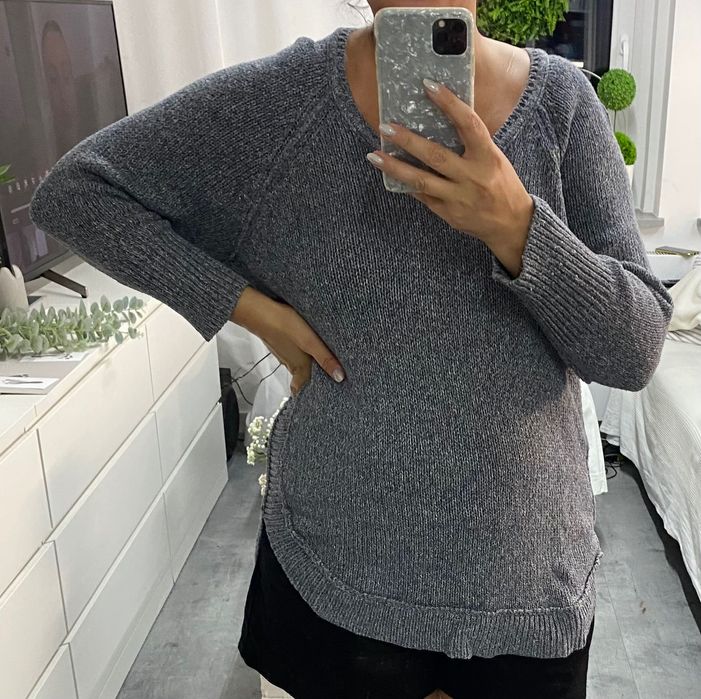 Sweterek sweter gołębi kolor szaro Niebieski L-XL