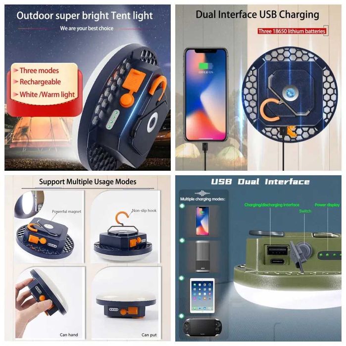 Світильник лампа ліхтар павербанк MOS-13 і MOS-14