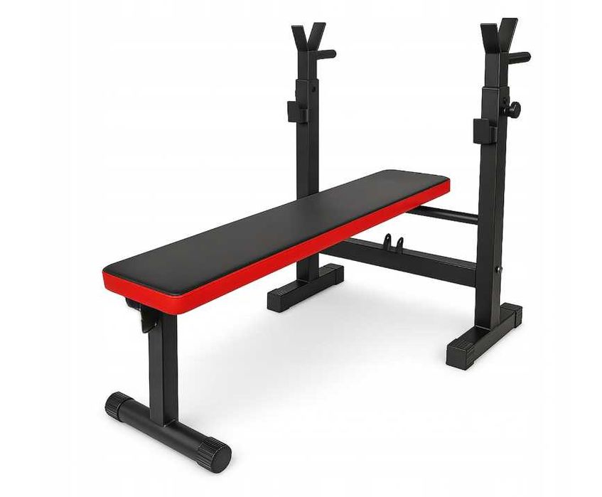 ŁAWKA TRENINGOWA ławeczka do ćwiczeń ze stojakami składana 2w1