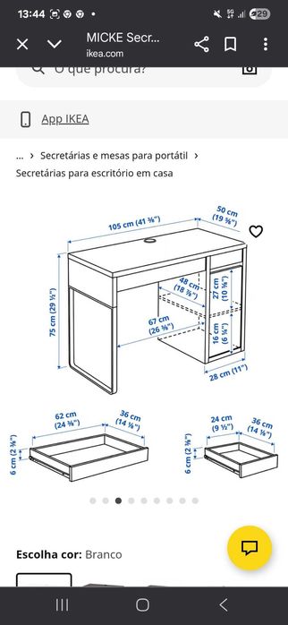 Secretária Branca Ikea