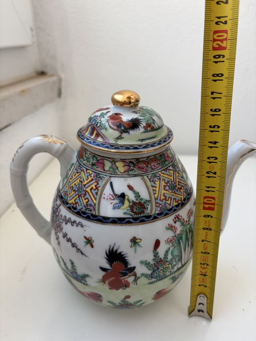 2 peças bule de chá chinês porcelana antiga