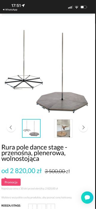 Rura Pole Dance Stage M-Pole – wolnostojąca, profesjonalna konstrukcja