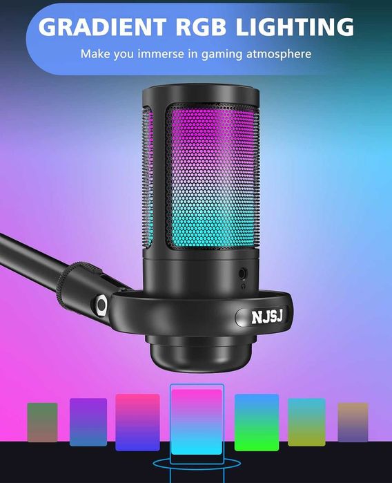 MIKROFON GAMINGOWY NJSJ me6s usb oświetlenie RGB