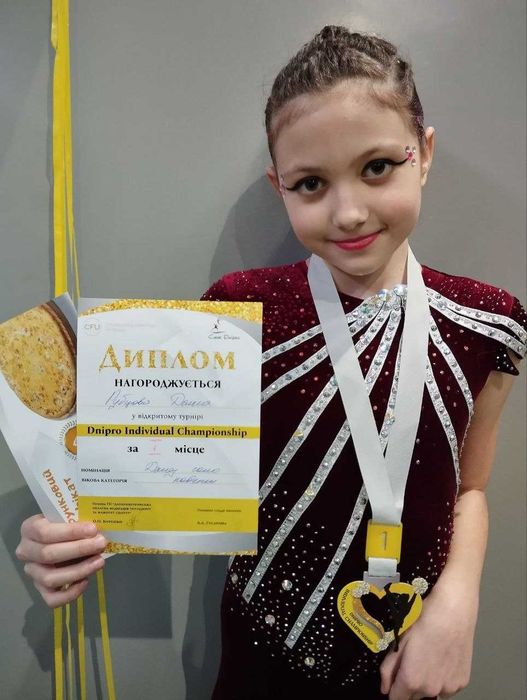 Костюм, комбінезон для черлідингу, гімнастики, акробатики 146-150 см