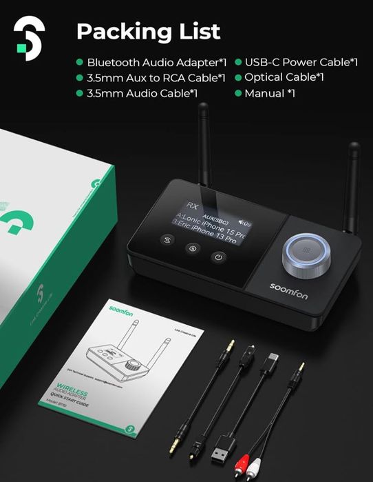 Adapter audio bluetooth 5.3 bt-32 soomfon nadajnik odbiornik