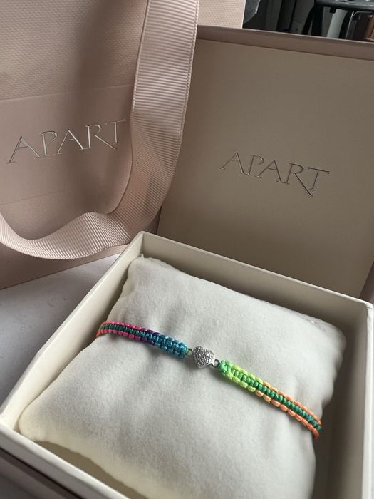 Bransoletka z elementami srebra i cyrkoniami z efektem Tie Dye - serce