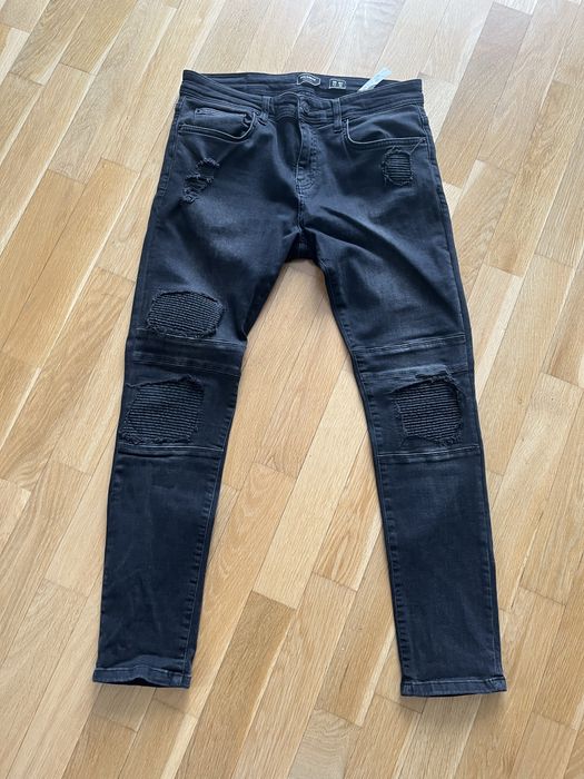 Spodnie jeansy czarne Pull&Bear rurki męskie 42