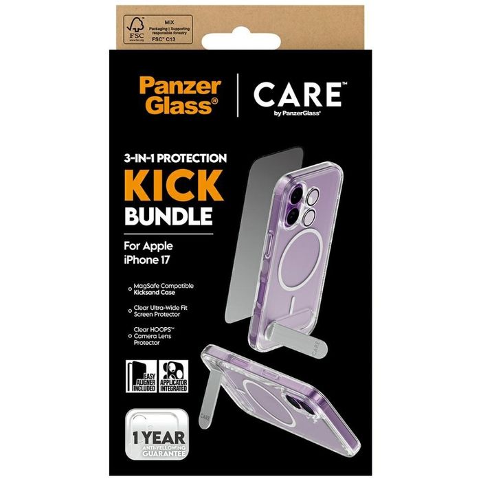 Zestaw ochronny care by panzerglass feature kick 3w1 etui+szkło+lens do iphone 17