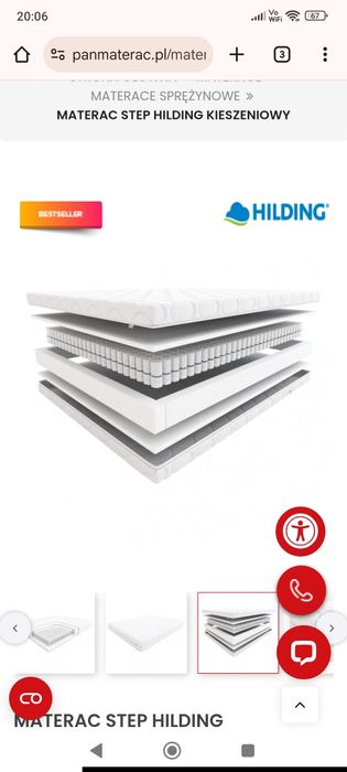 Nowy materac hilding Step 180x200