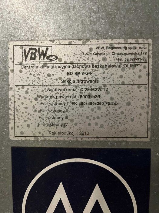centrala klimatyzacyjna dachowa VBW Olimp