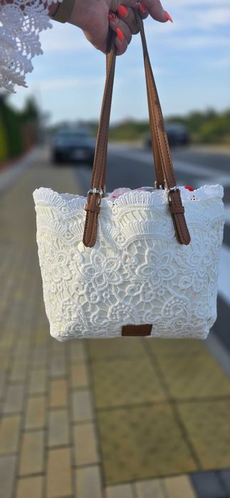 Koronkowa torebka ,torba plażowa nowa